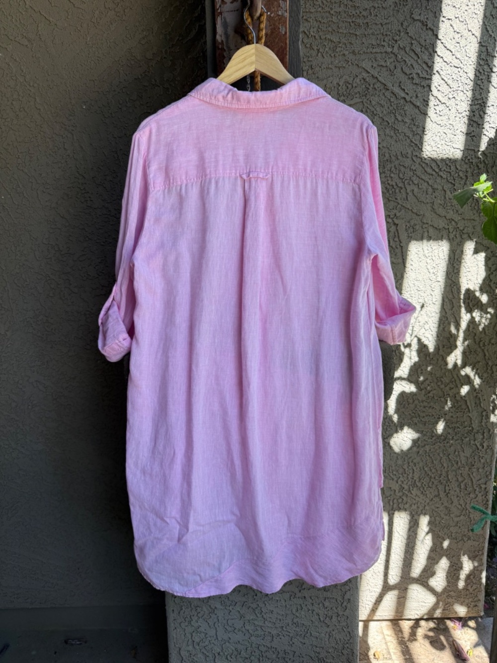 Finley Jenna 100% Linen Pink Layered Ruffle Tunic Shirt Dress Large Made USA - Picture 5 of 15